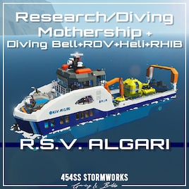 Deep-Sea Diving Mothership R.S.V Algari + Diving Bell + Minisub + Heli + ROV
